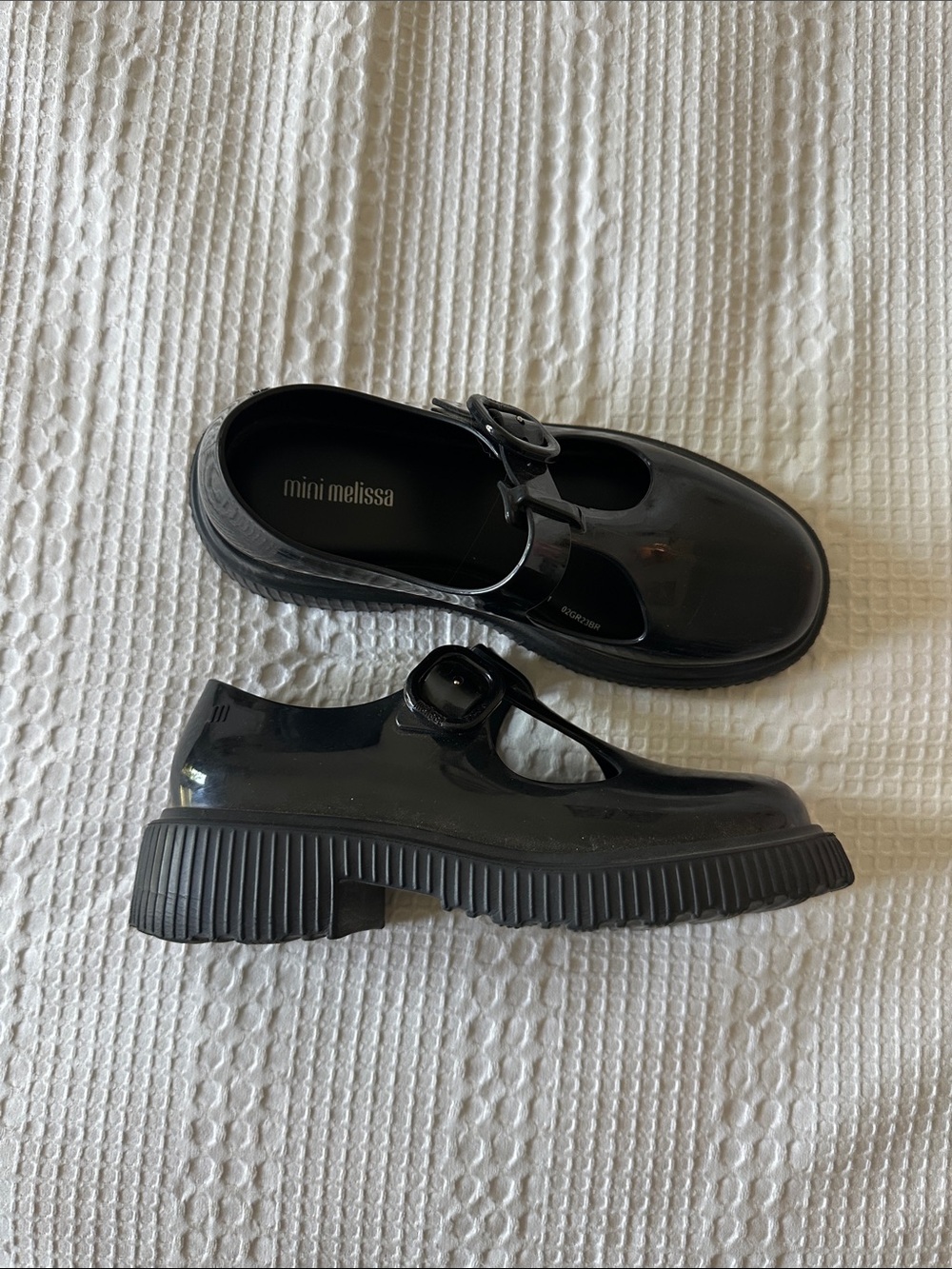 Mini Melissa Jackie T Strap Glossy Black Mary Jane Shoes